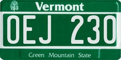 VT license plate OEJ230