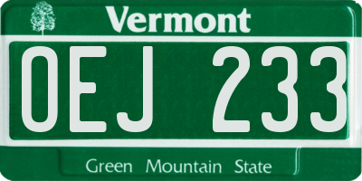 VT license plate OEJ233