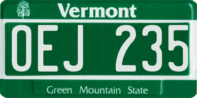 VT license plate OEJ235