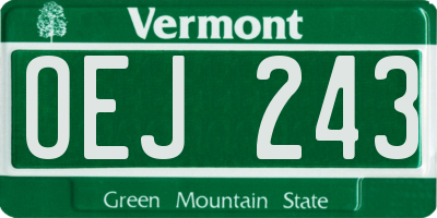 VT license plate OEJ243
