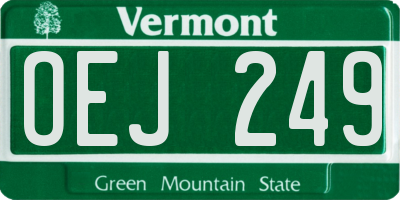 VT license plate OEJ249
