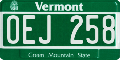 VT license plate OEJ258