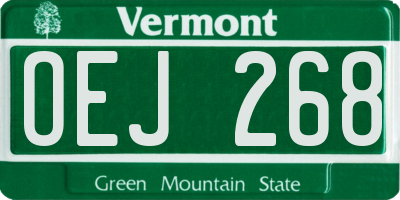 VT license plate OEJ268