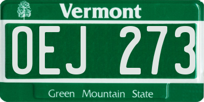 VT license plate OEJ273