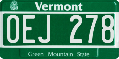VT license plate OEJ278