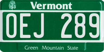 VT license plate OEJ289