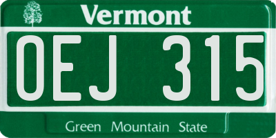 VT license plate OEJ315
