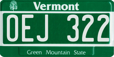 VT license plate OEJ322