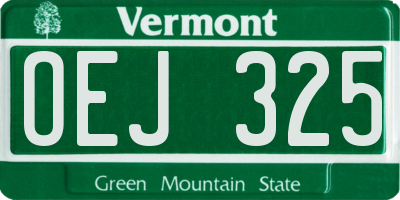 VT license plate OEJ325