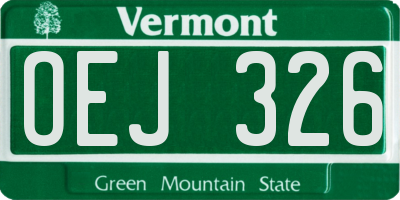 VT license plate OEJ326
