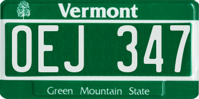 VT license plate OEJ347