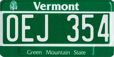VT license plate OEJ354