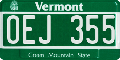 VT license plate OEJ355