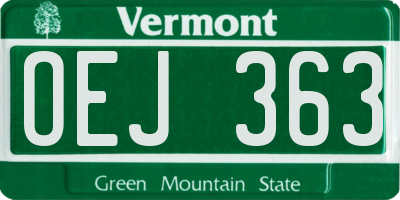 VT license plate OEJ363