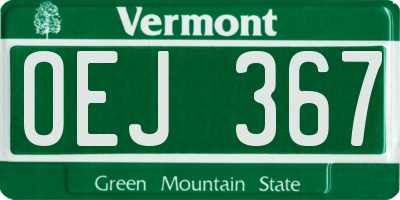 VT license plate OEJ367