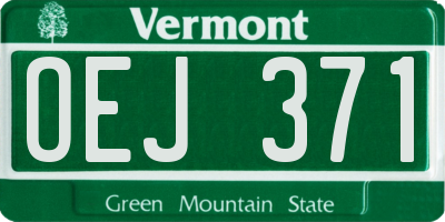 VT license plate OEJ371