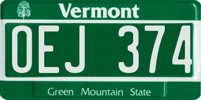 VT license plate OEJ374