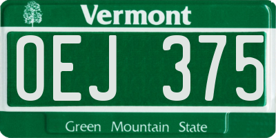 VT license plate OEJ375