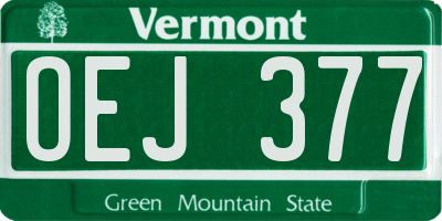 VT license plate OEJ377