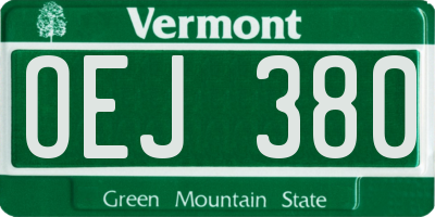 VT license plate OEJ380