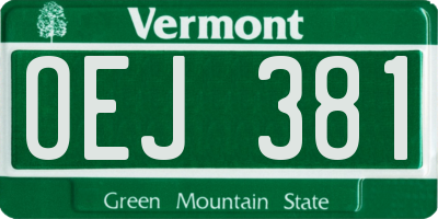 VT license plate OEJ381