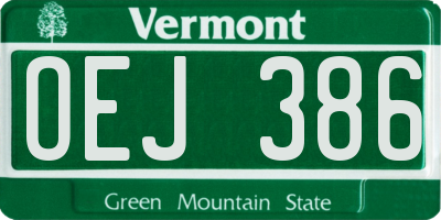 VT license plate OEJ386
