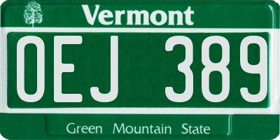 VT license plate OEJ389
