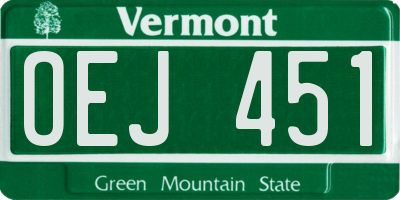 VT license plate OEJ451