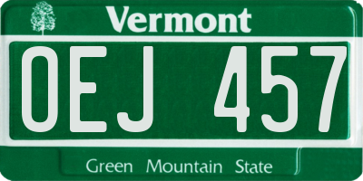 VT license plate OEJ457