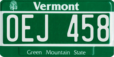 VT license plate OEJ458