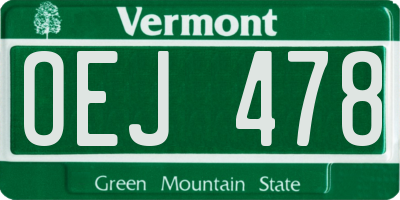 VT license plate OEJ478