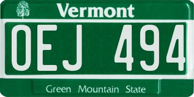 VT license plate OEJ494