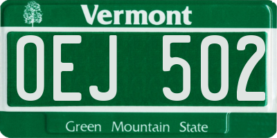 VT license plate OEJ502