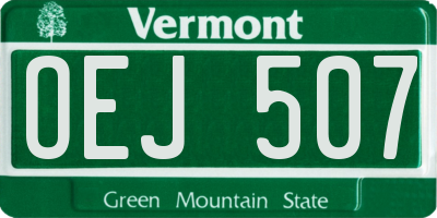 VT license plate OEJ507