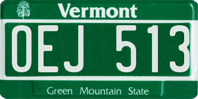 VT license plate OEJ513