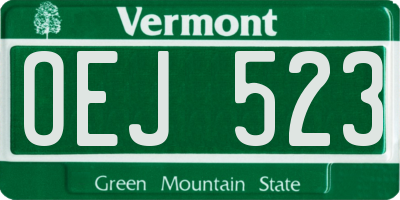 VT license plate OEJ523