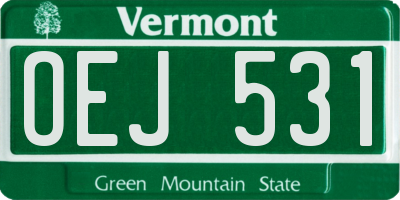 VT license plate OEJ531