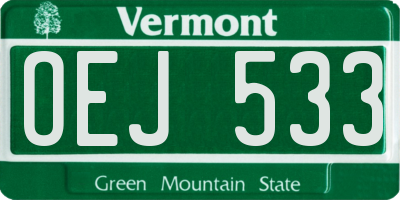 VT license plate OEJ533