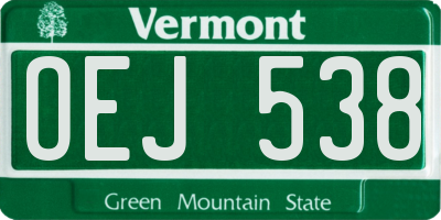 VT license plate OEJ538