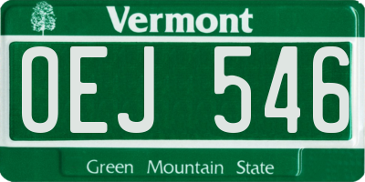 VT license plate OEJ546