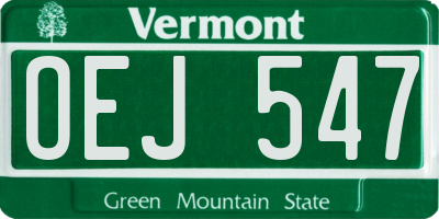 VT license plate OEJ547