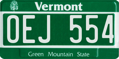 VT license plate OEJ554