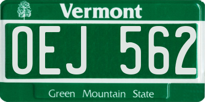 VT license plate OEJ562