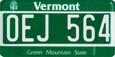 VT license plate OEJ564