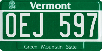 VT license plate OEJ597