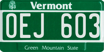 VT license plate OEJ603