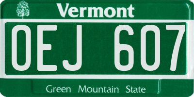 VT license plate OEJ607
