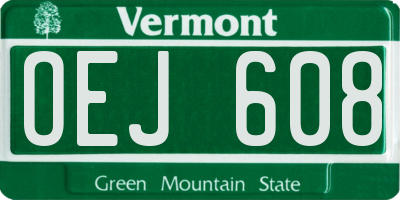 VT license plate OEJ608