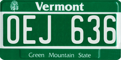 VT license plate OEJ636