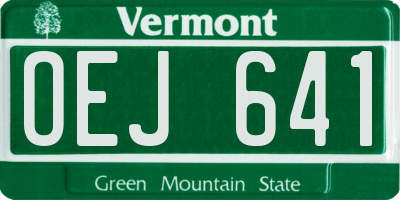 VT license plate OEJ641